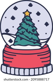 christmas tree snowglobe decoration vector