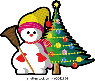 christmas tree snowman
