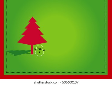 Christmas tree and snowman vector illustrator