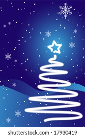 Christmas tree and snow-vector illustration