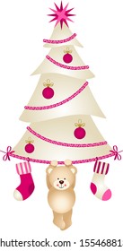 Christmas Tree with Socks and Teddy Bear