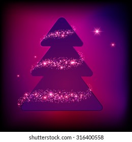 Christmas Tree with sparkles vector holiday card eps 10