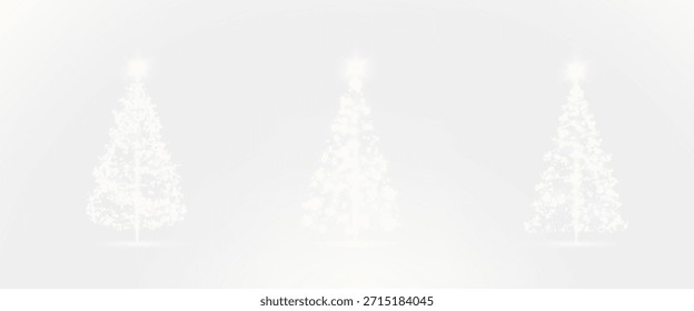 Árvore de Natal, luzes cintilantes na forma de um abeto em um fundo transparente. Árvore de Ano Novo feita de luzes brilhantes, ouro, branco, azul, verde, vetor, png.