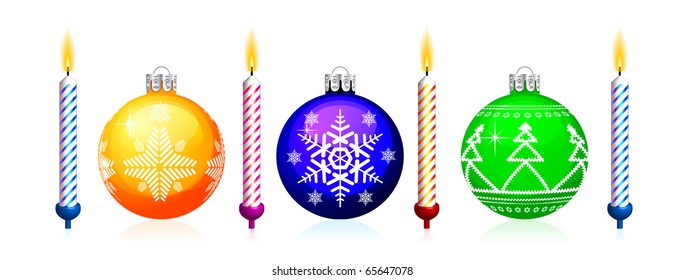 Christmas tree sphere and candle