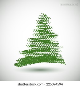 Christmas tree. Spruce element design. Vector grunge green tree.