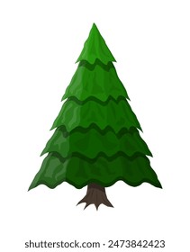 Christmas tree. Spruce, evergreen tree. Greeting card, festive poster, party invitations element. Christmas and New year. Vector illustration in flat style