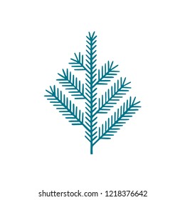 Christmas tree. Christmas spruce, new year tree natural branch hand drawn vector illustration.