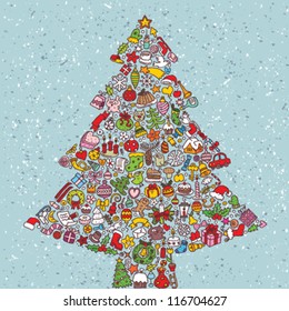 Christmas Tree Square Card ... made from collection of small christmas icons