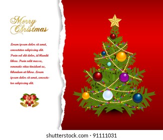 Christmas tree with star, chains and balls