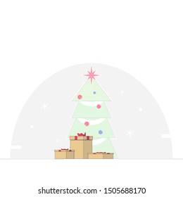 Christmas tree with star and gifts