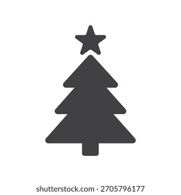 Christmas tree with star icon simple silhouette flat style vector illustration on white background.