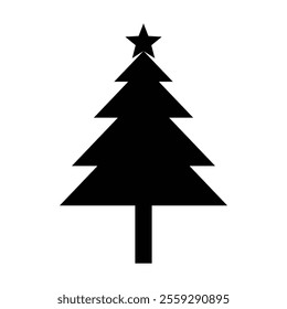 Christmas tree with star icon vector symbol illustration