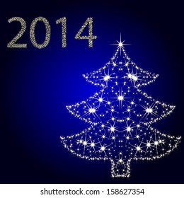 Christmas Tree From Star Light. Vector