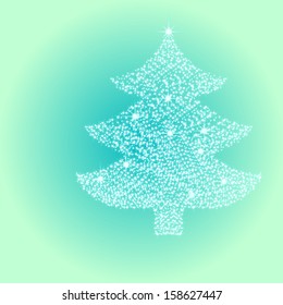 Christmas Tree From Star Light. Vector