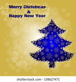 Christmas Tree From Star Light. Vector