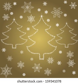 Christmas Tree From Star Light. Vector 