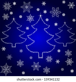 Christmas Tree From Star Light. Vector 