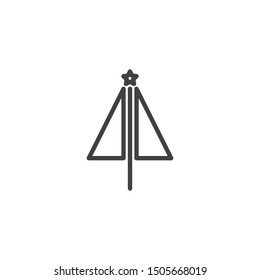 Christmas tree with star line icon. linear style sign for mobile concept and web design. xmas tree outline vector icon. Symbol, logo illustration. Vector graphics