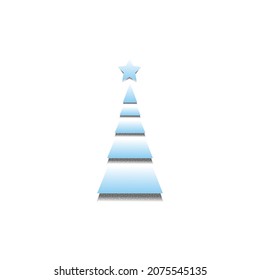 Christmas tree with star made of cut white and blue paper. Vector illustration. Paper craft. Concept. Blank for a holiday card