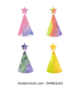 Christmas tree with star, minimalism, style watercolor painting on white background. Set of vector illustrations