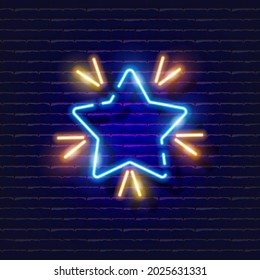 Christmas tree star neon sign. Glowing Christmas star icon. New Year and Christmas concept. Vector illustration for design.