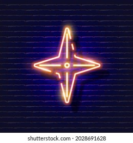 Christmas tree star neon sign. Glowing Christmas star icon. New Year and Christmas concept. Vector illustration for design.