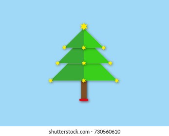 Christmas tree with star on blue Background,vector illustration