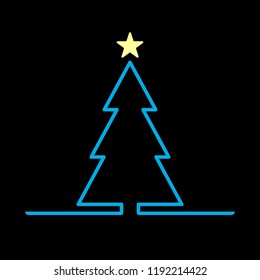 christmas tree with a star on a dark background. New Year and Christmas concept. vector