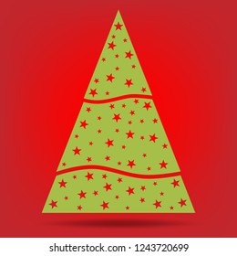 Christmas tree with star on red background