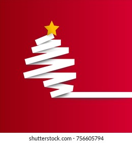 Christmas tree with star on red background