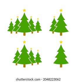 Christmas tree with a star on top, on Christmas night, vector illustration