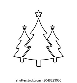 Christmas tree with a star on top, on Christmas night, vector illustration