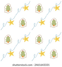 christmas tree with star seamless pattern for christmas decoration