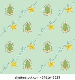 christmas tree with star seamless pattern for christmas decoration