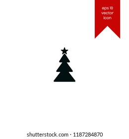 Christmas tree and star symbol vector icon