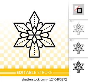 Christmas Tree Star thin line icon. Outline sign of topper. New Year Decoration linear pictogram different stroke width. Simple vector transparent symbol. Xmas Star editable stroke icon without fill