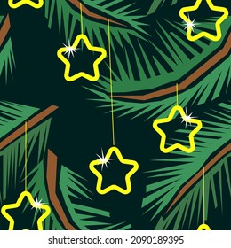 Christmas tree star toy vector seamless pattern