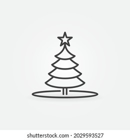 Christmas Tree with Star vector concept icon or sign in outline style