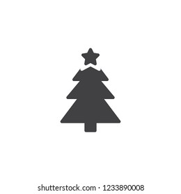 Christmas tree with star vector icon. filled flat sign for mobile concept and web design. Spruce Xmas tree decoration simple solid icon. Symbol, logo illustration. Pixel perfect vector graphics