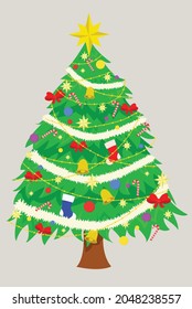 Árbol De Navidad Con Ilustración De Vector De Estrella