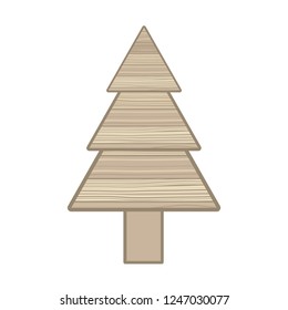 christmas tree with star in wood isolated icon