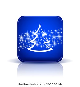 Christmas tree and stars. App icon design. Vector illustration