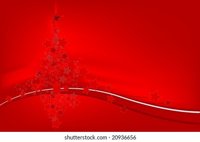 Christmas tree in stars background