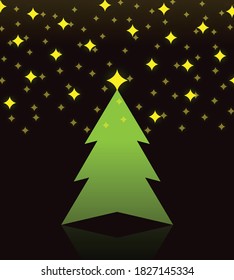 Christmas Tree and Stars Cover Layout. Creative Design Concept Background