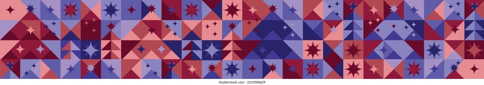 Weihnachtsbaum und Sterne geometrische nahtlose Muster in violetter und korallenfarbener Farbe für Hintergrund, Stoff, Textil, Wrap, Oberfläche, Web und Print-Design. Konzept Xmas Vektor-Bericht. 