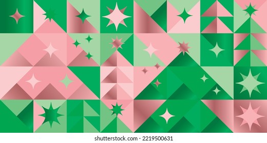 Weihnachtsbaum und Sterne geometrische nahtlose Muster in violetter und korallenfarbener Farbe für Hintergrund, Stoff, Textil, Wrap, Oberfläche, Web und Print-Design. Konzept Xmas Vektor-Bericht. 