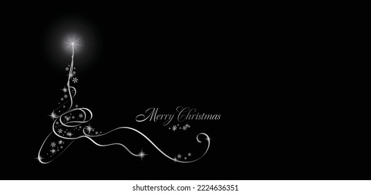 christmas tree stars greetings golden black background. Christmas Background.