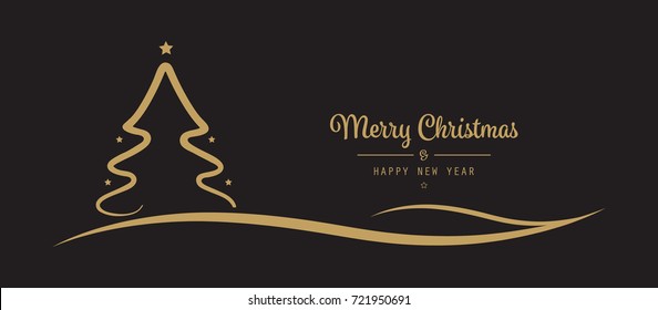 christmas tree stars greetings golden black background
