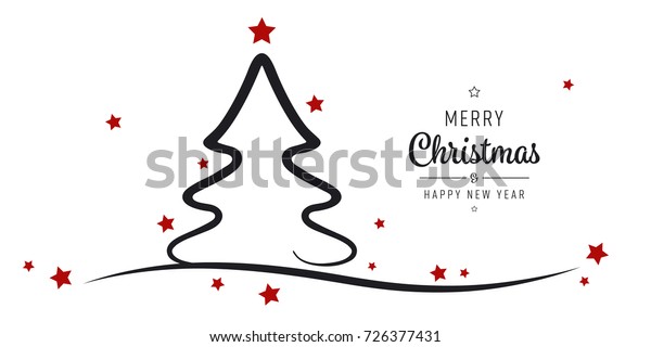 Christmas Tree Stars Greetings Silhouette Isolated Stock Vector