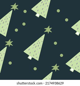 christmas tree with stars holiday vector seamless pattern